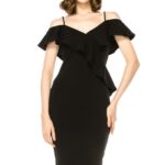 Chic Open Shoulder Short Dress - Black, Small