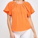 Short Sleeve Core Top With Pleats