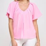 Short Sleeve with Pleaded Detail Top