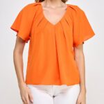 Short Sleeve Core Top With Pleats