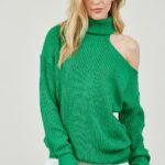 One Open Shoulder Sweater Green