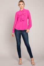 Crepe Draped Collar Dress Shirt - Image 4