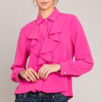 Crepe Draped Collar Dress Shirt