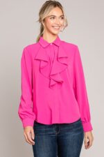 Crepe Draped Collar Dress Shirt - Image 2