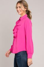 Crepe Draped Collar Dress Shirt - Image 3