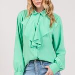Crepe Draped Collar Dress Shirt