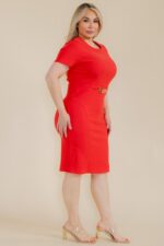 Solid Crepe Dress Red