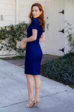 Solid Woven Office Dress Blue