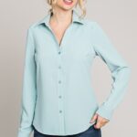 Charmeuse Open Collar Tapered Dress Shirt