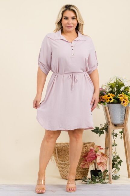 Plus Size Solid Casual Dress