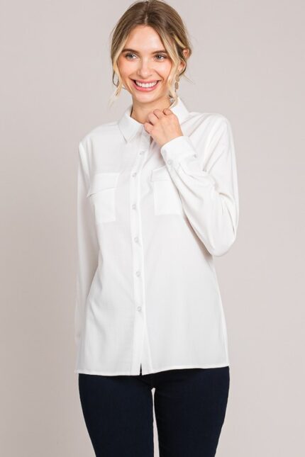 Lawn Double Breast Pocket Dress Shirt