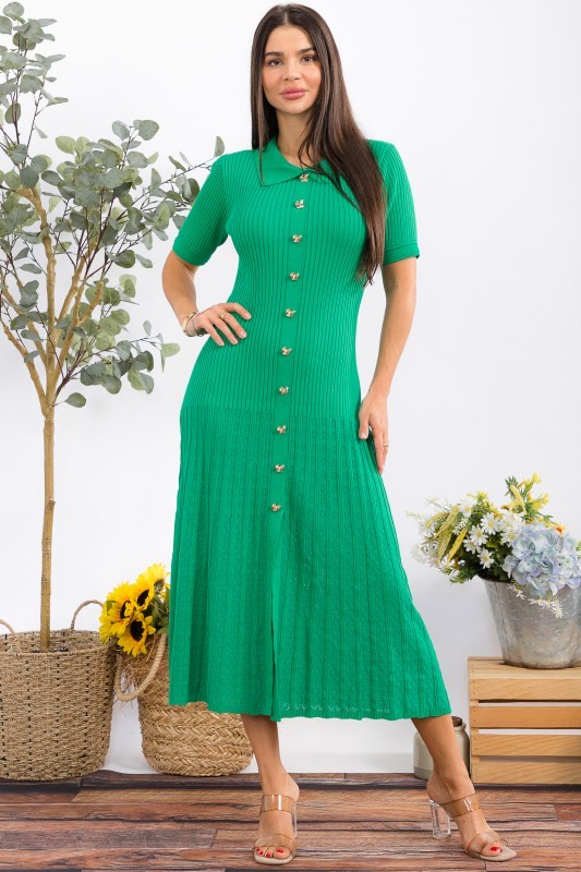 IMG_3068 Button-Front Rib Knit Midi Dress - Image 1
