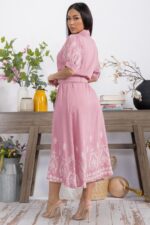 Button Down Embroidery Midi Dress - Image 4
