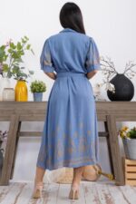 Button Down Embroidery Midi Dress - Image 5