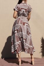 Printed Button Down Woven Midi Dress - Image 3
