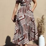 Printed Button Down Woven Midi Dress