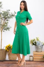 Button-Front Rib Knit Midi Dress - Image 2