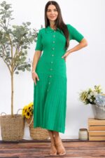 Button-Front Rib Knit Midi Dress - Image 4